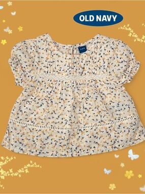 Old Navy Kids Floral Blouse - Cream and Yellow